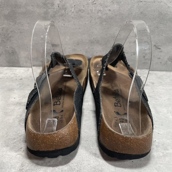 Birkenstock Gizeh Betula Black Leather Nubuck Thong Sandals Womens Sz 37 US 6 - Picture 3 of 10